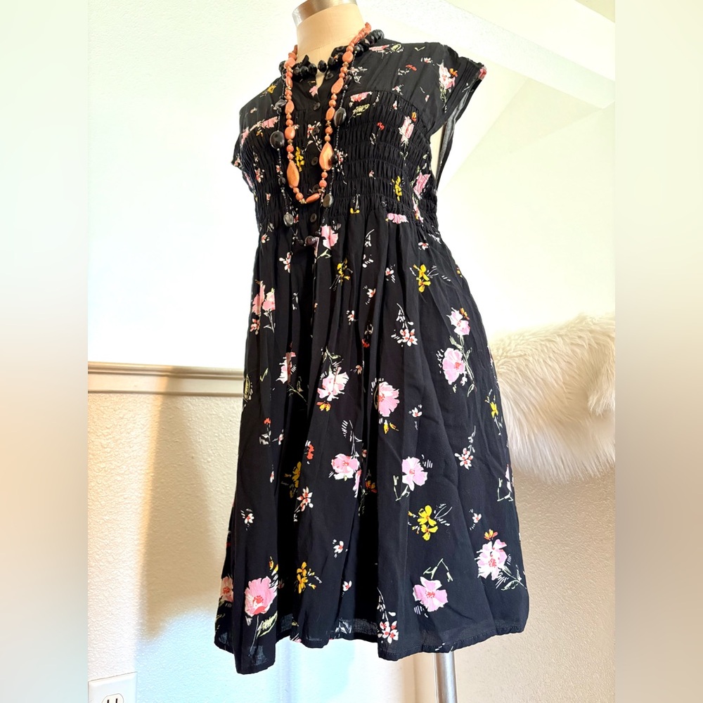 EUC M Black Floral Free People Dress